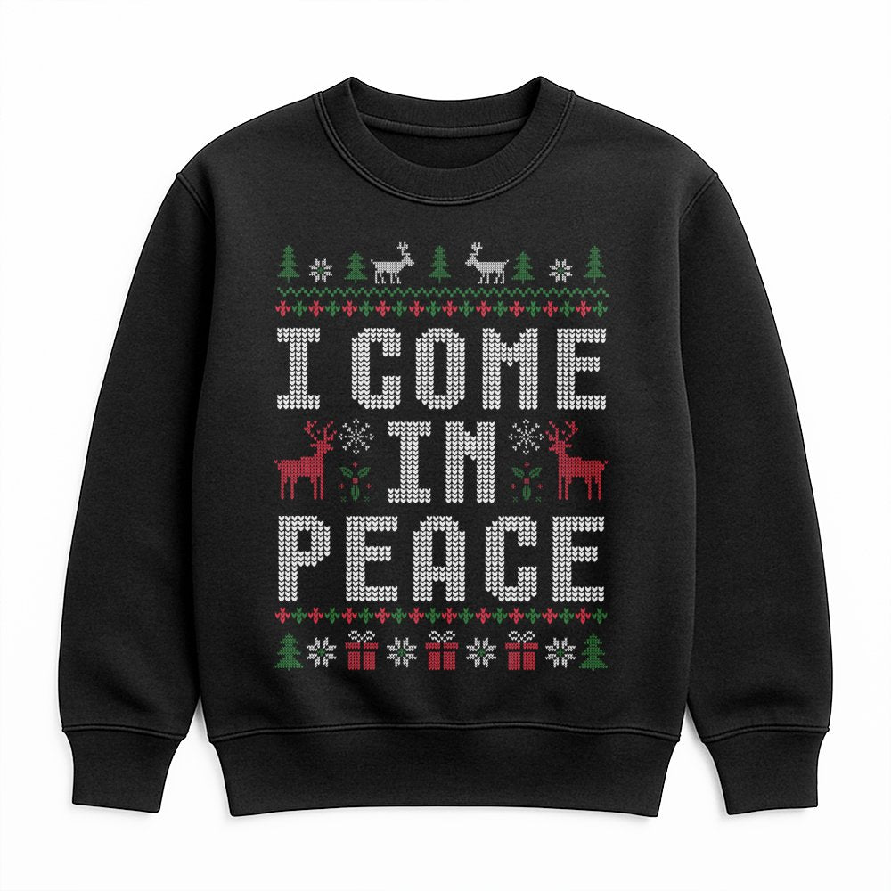Humorous Alien Christmas Sweater, I Come in Peace Sweatshirt, Ugly Xmas Party Crewneck, Holiday Alien Graphic Sweatshirt, Chr