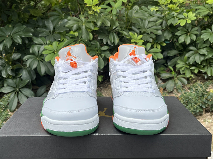 Low Top Sneakers, White Green Orange Colorway, Lace Up Design, Casual Gift for Sneaker Fans