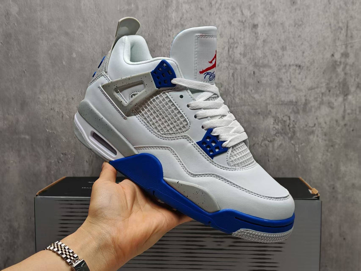 High Top Sneakers, White Blue Gray Colorway, Lace Up Design, Casual Gift for Sneaker Fans