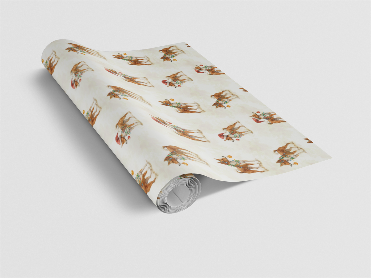 Santa Hat Dog Wrapping Paper, Basenji Christmas Wrapping Paper, Festive Basenji Gift Wrap, Holiday Dog Lover Wrapping Paper R
