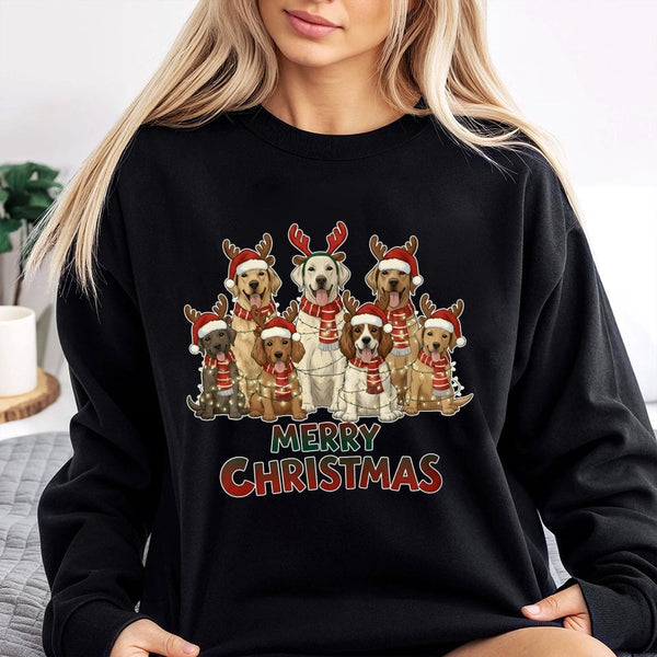 Festive Puppy Holiday Crewneck, Merry Christmas Dogs Sweatshirt, Adorable Dog Lover Christmas Sweatshirt, Winter Pet Mom Pull