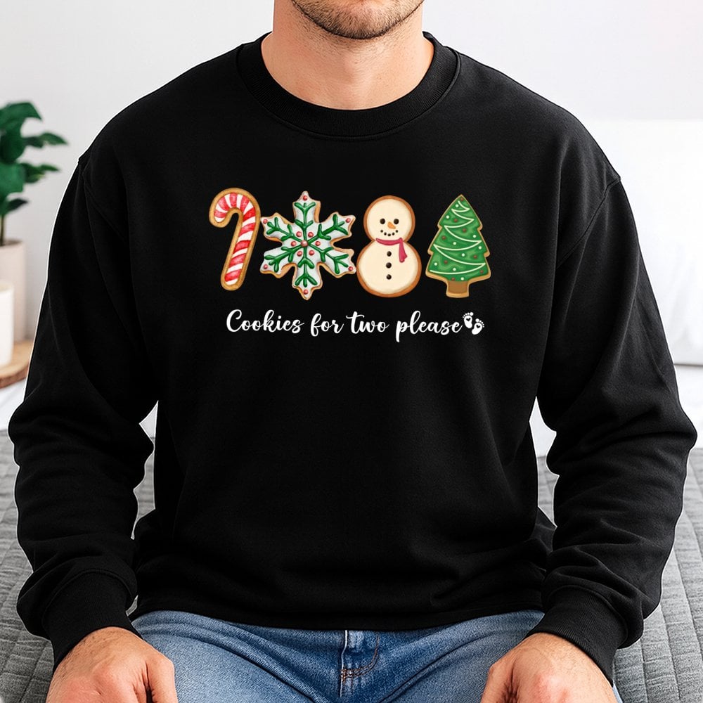 Gingerbread Baby Pregnancy Reveal Crewneck, Cookies for Two Please Christmas Sweatshirt, Festive Maternity Holiday Sweater Pu