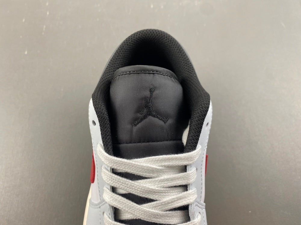 Low Top Sneakers, White Red Gray Colorway, Lace Up Design, Casual Gift for Sneaker Fans