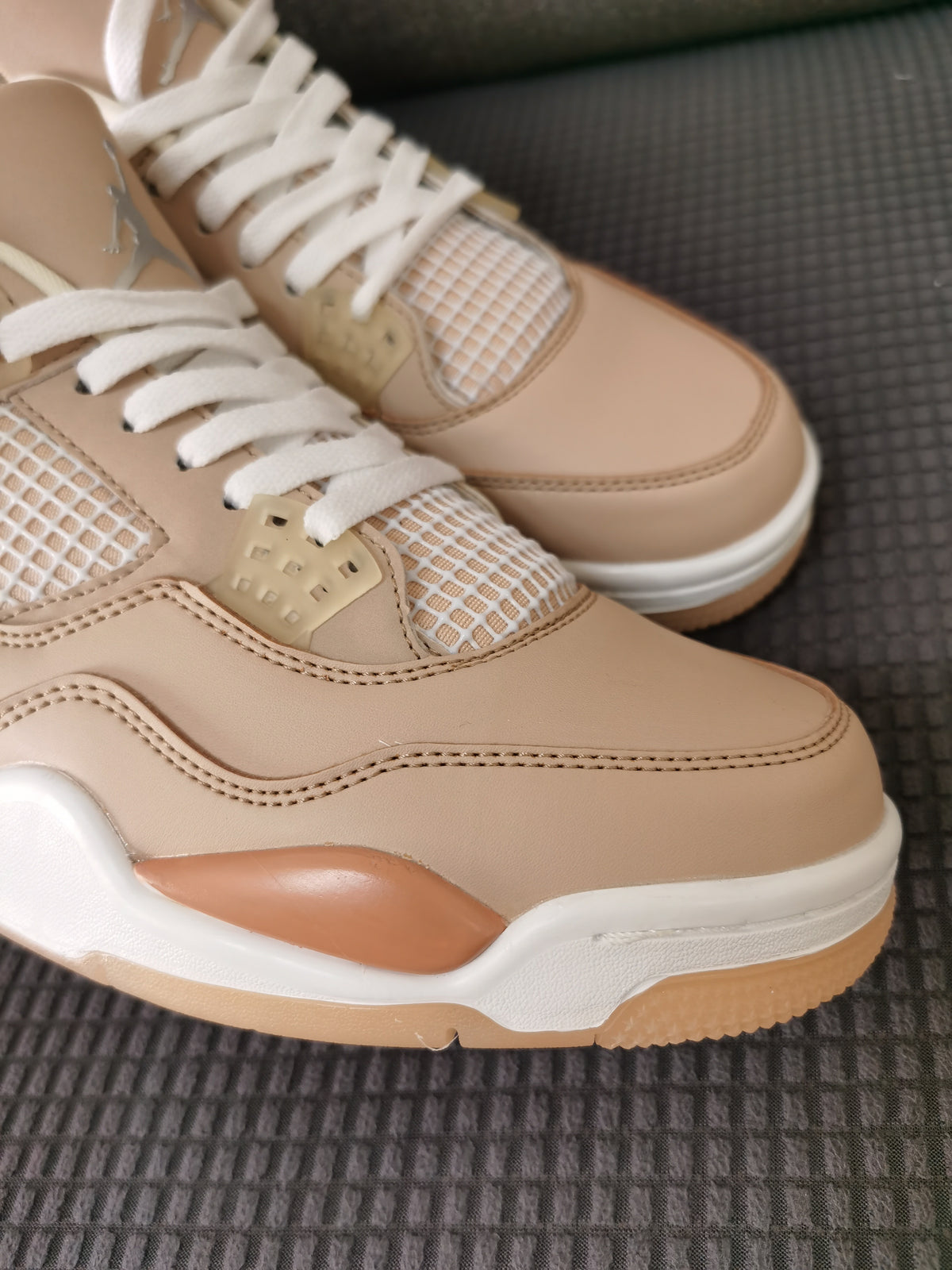 Retro Basketball Shoes, Tan Colorway, Lace Up Design, Casual Gift for Shoe Lovers