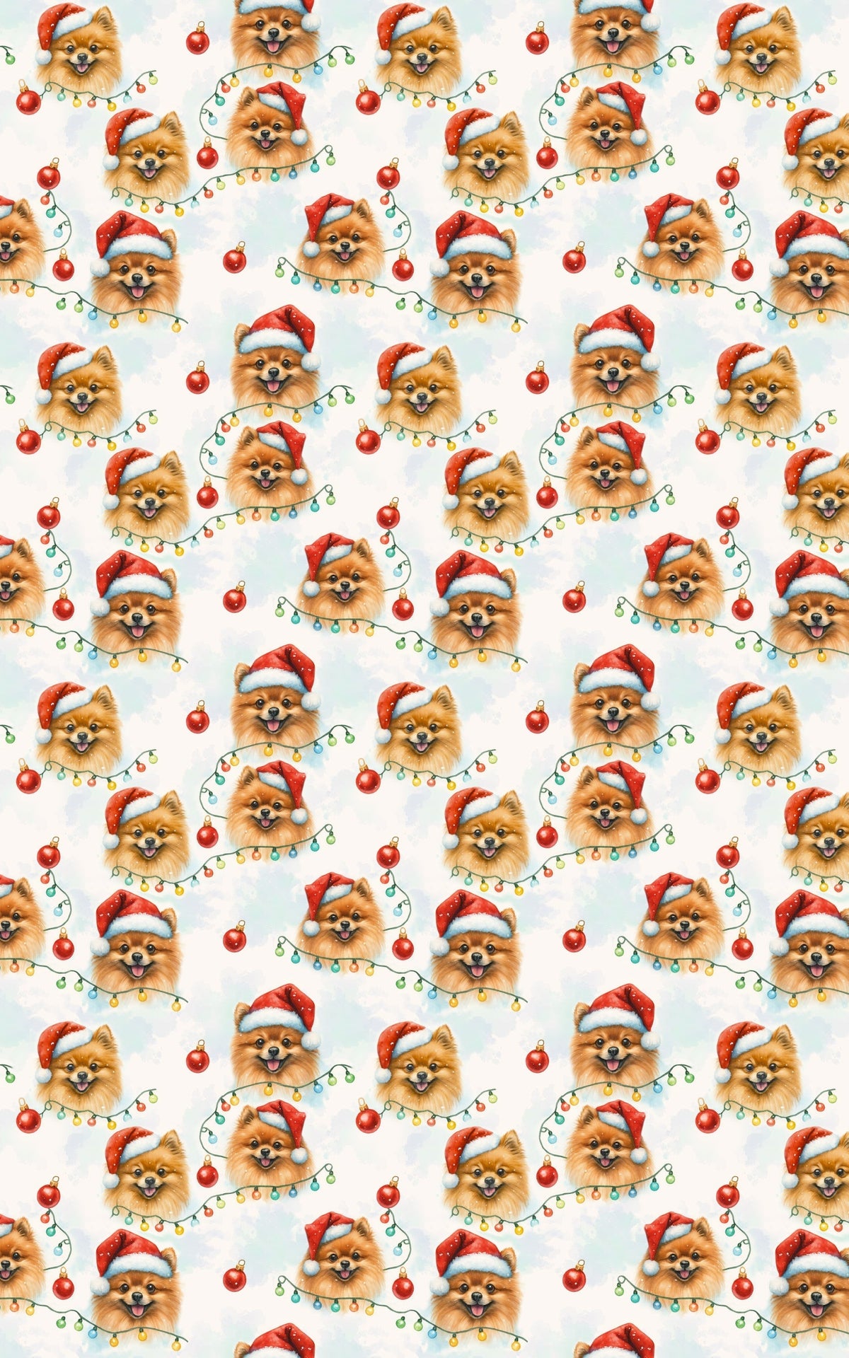 Santa Dog Gift Wrap, Pomeranian Christmas Wrapping Paper, Adorable Watercolor Pom Present Wrap, Holiday Pet Lover Present Pac