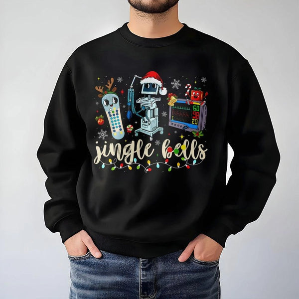 Jingle Bells Medical Equipment Crewneck, Christmas Nurse Sweatshirt, Adorable RN Holiday Sweater, Hospital Staff Graphic Pull