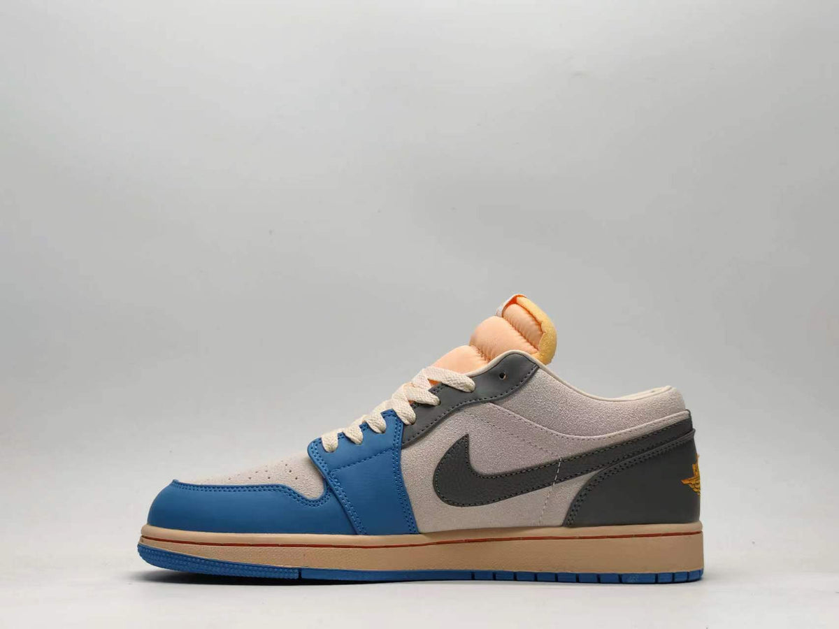 Low Top Sneakers, Blue Gray Colorway, Lace Up Design, Casual Gift for Sneaker Fans