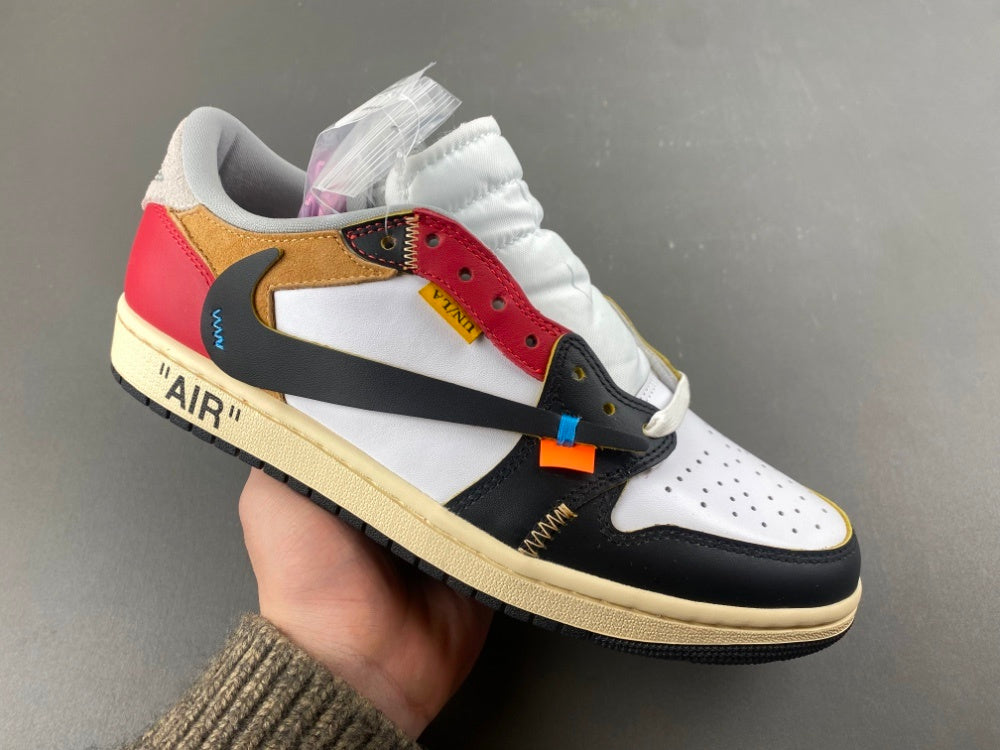 Low Top Sneakers, White Black Red Colorway, Leather Footwear, Reverse Hook Design, Lace Up Design, Casual Gift for Sneaker Fans