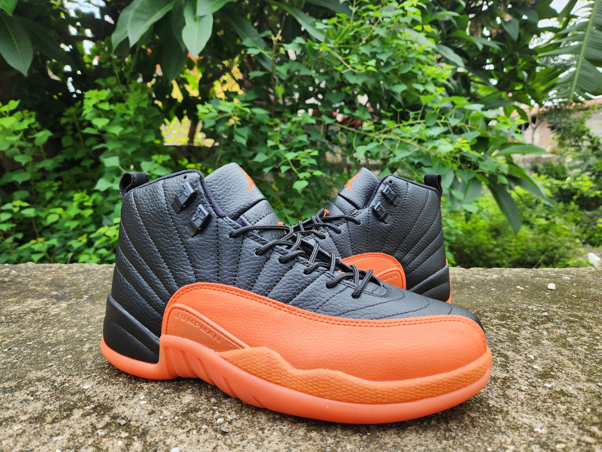 Sneakers, Black Orange Colorway, Lace Up Design, Casual Gift for Sneaker Fans
