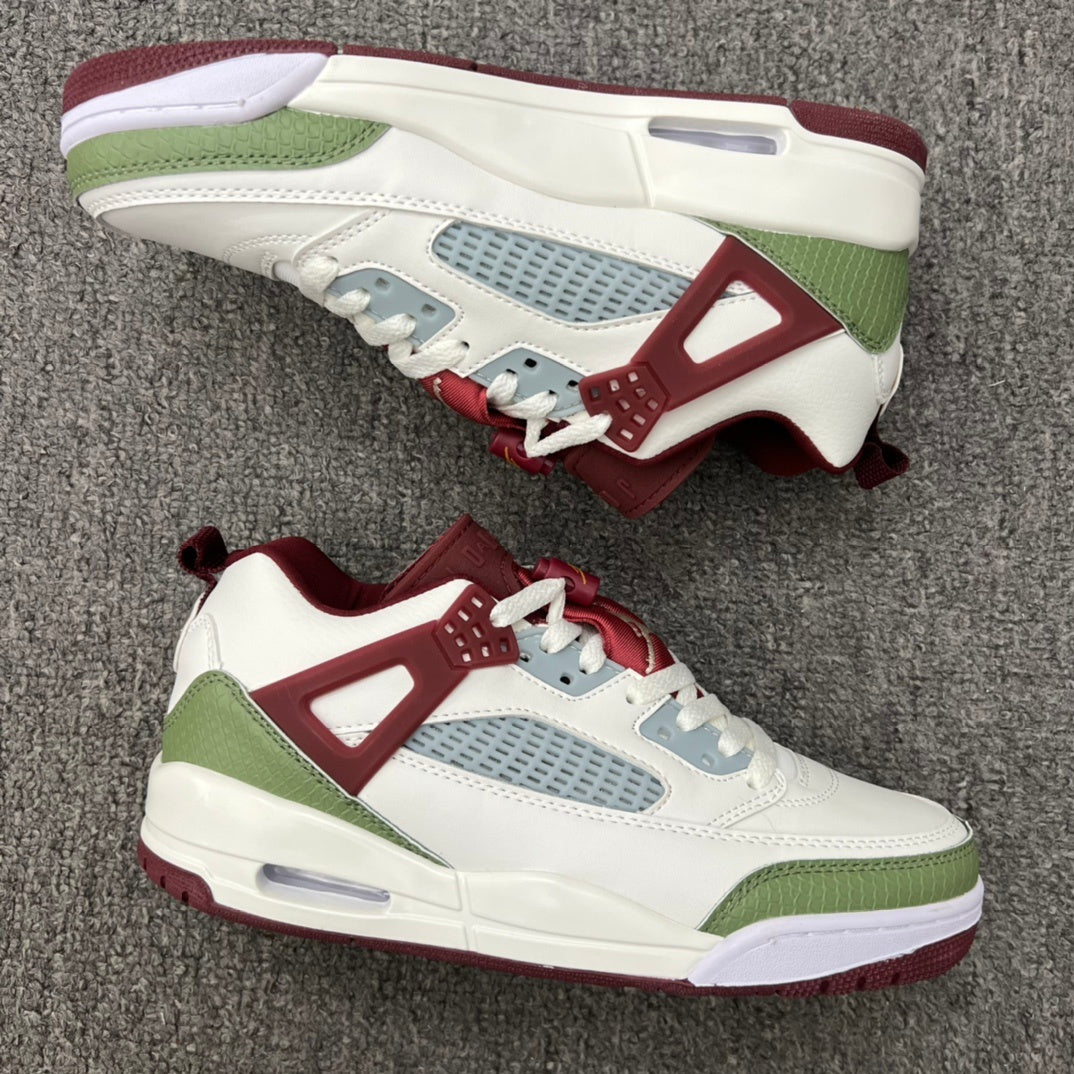 Low Top Sneakers, White Red Green Colorway, Lace Up Design, Casual Gift for Sneaker Fans