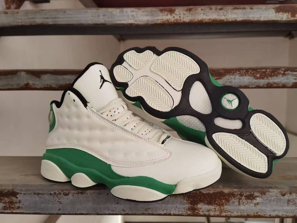 Mid Top Sneakers, White Green Colorway, Lace Up Design, Casual Gift for Sneaker Fans