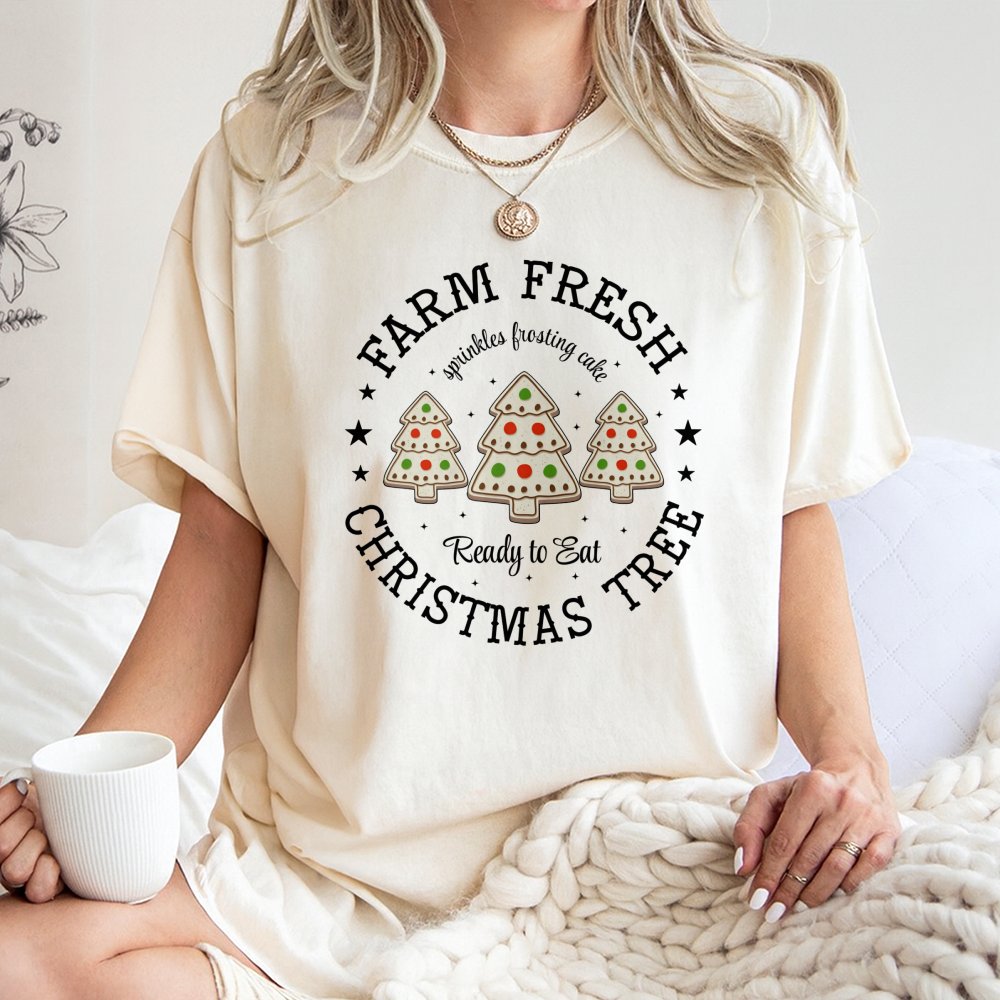 Holiday Bakery T-Shirt, Farm Fresh Christmas Tree Cookie T-Shirt, Humorous Christmas Cookie T-Shirt, Adorable Winter Baking T