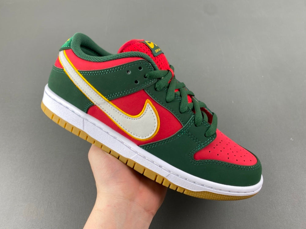Low Top Sneakers, Red Green Yellow Colorway, Lace Up Design, Casual Gift for Sneaker Fans