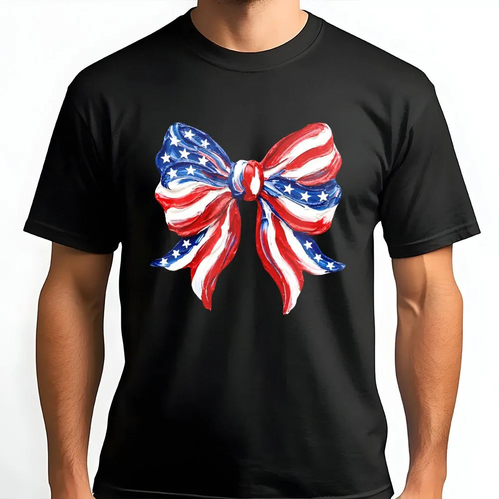 Patriotic Bow Sweatshirt | Coquette USA Flag Graphic | Soft Cotton Blend Crewneck | 4th of July Gift for Her