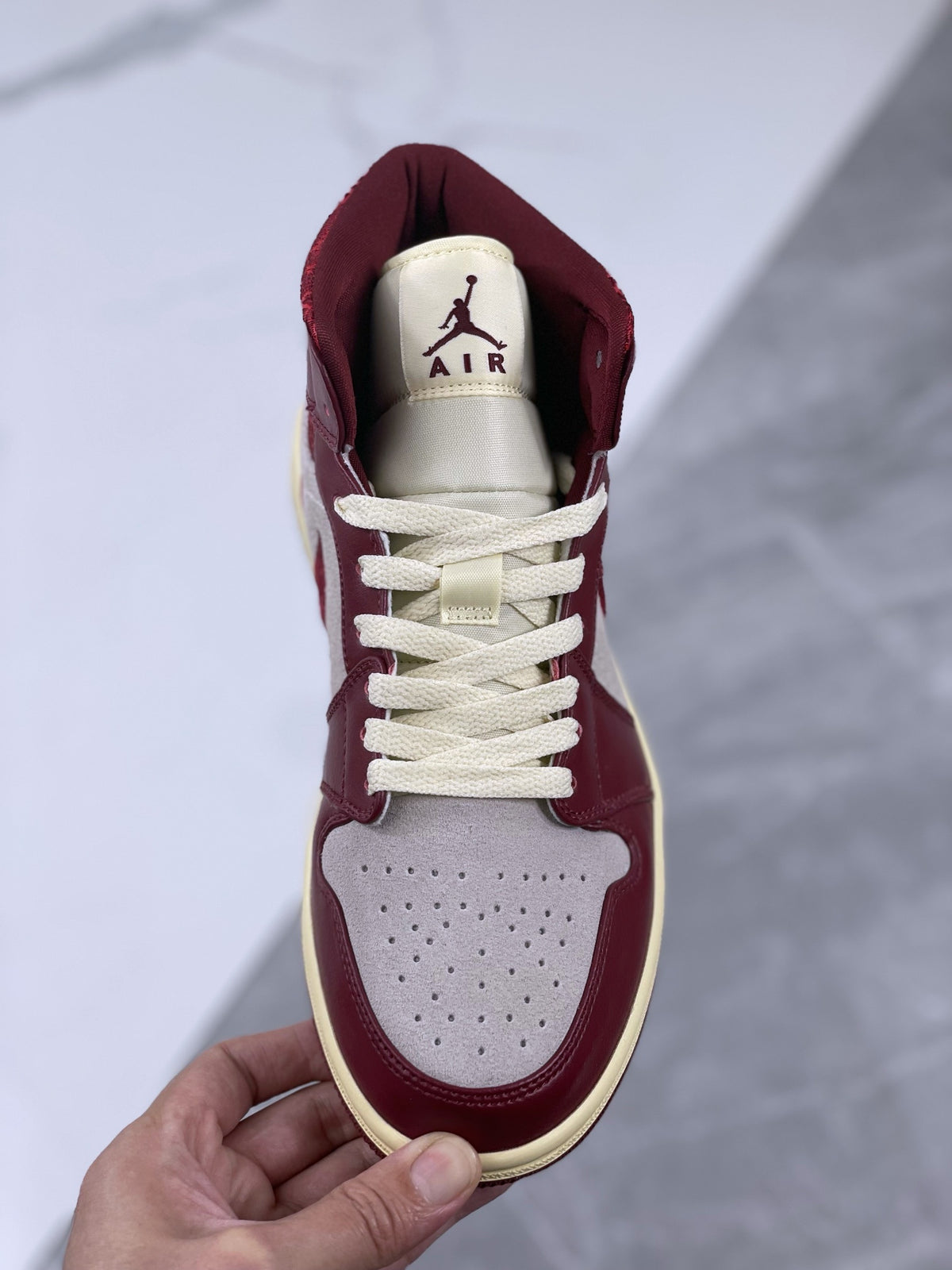Mid Top Sneakers, White Red Colorway, Lace Up Design, Casual Gift for Sneaker Fans