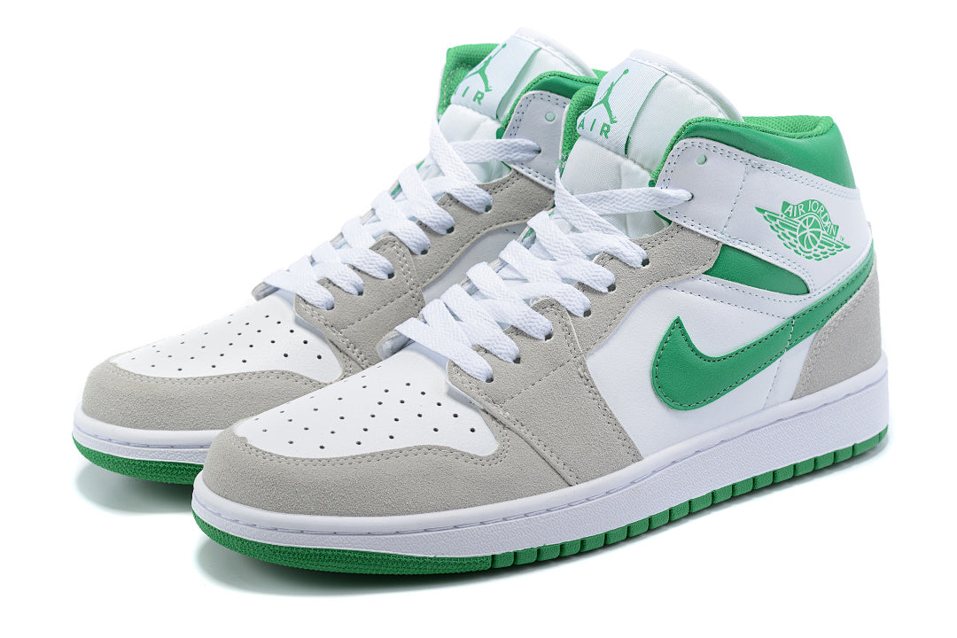 Sneakers, White Green Gray Colorway, Lace Up Design, Casual Gift for Sneaker Fans