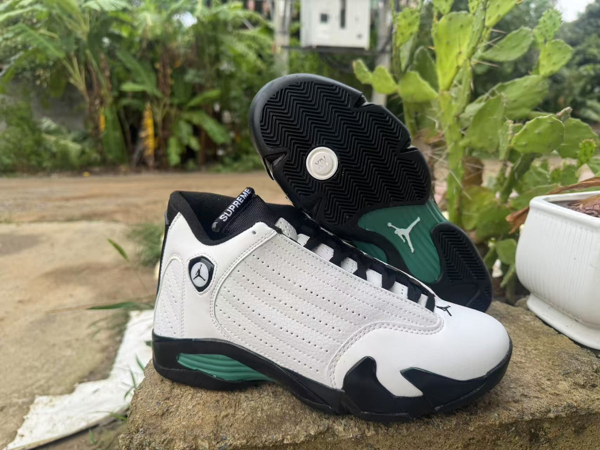 Mid Top Sneakers, White Black Green Colorway, Lace Up Design, Casual Gift for Sneaker Fans