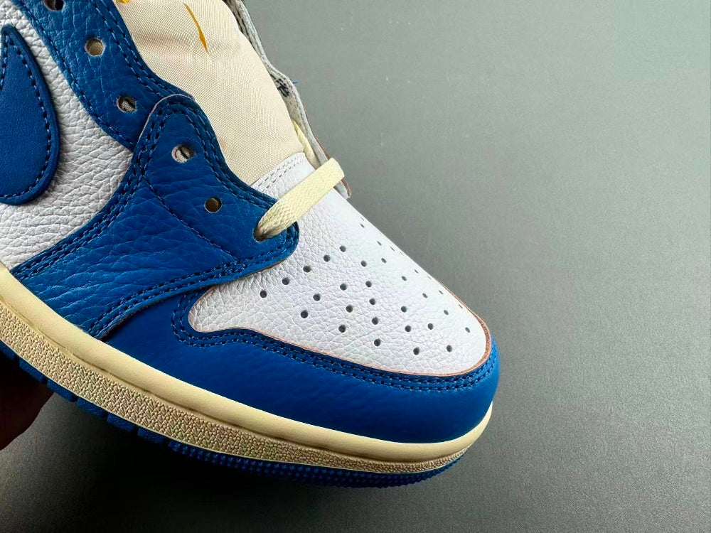 Low Top Sneakers, Blue White Yellow Colorway, Lace Up Design, Casual Gift for Sneaker Fans