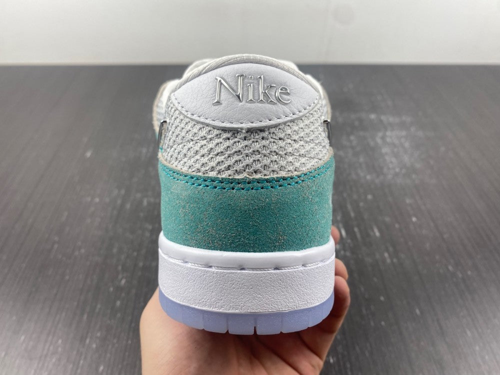 Low Top Sneakers, Blue White Silver Colorway, Metallic Finish, Lace Up Design, Casual Gift for Sneaker Fans