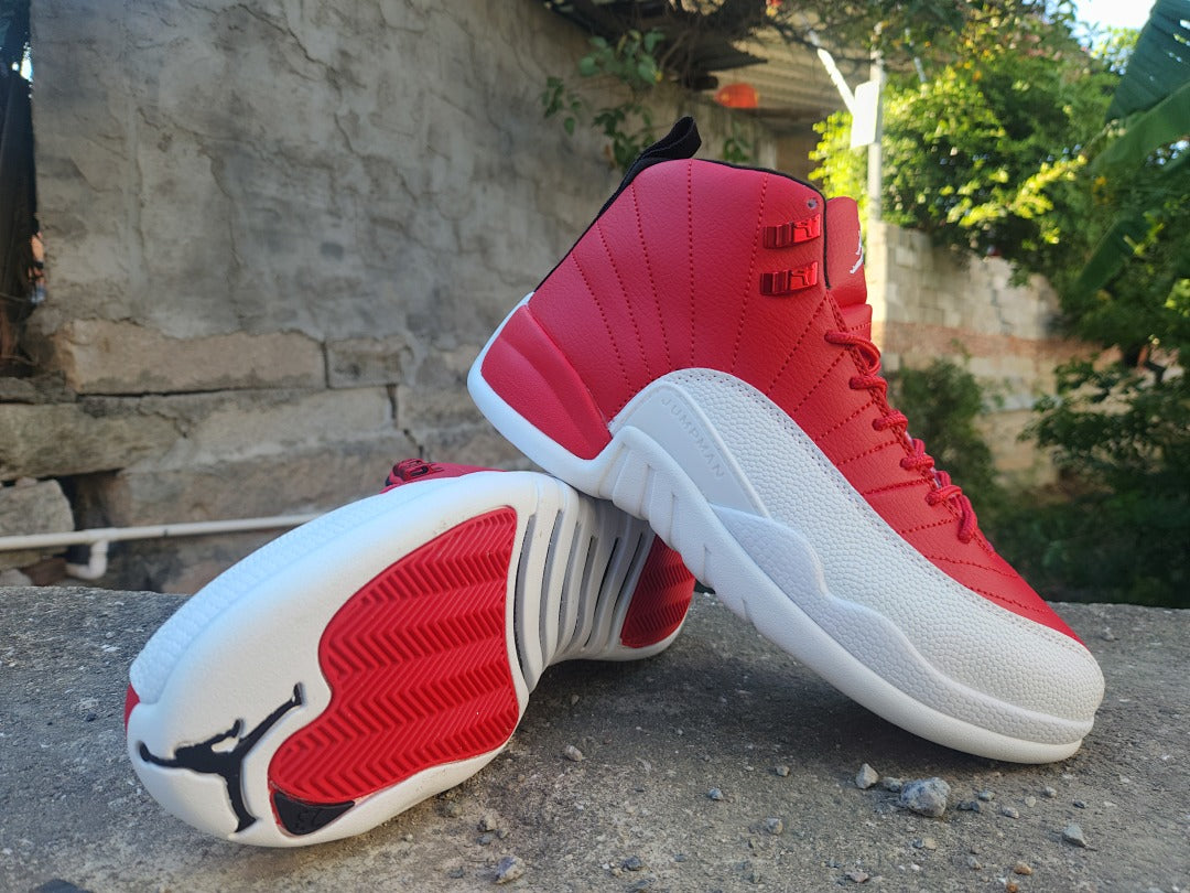 High Top Sneakers, White Red Colorway, Lace Up Design, Casual Gift for Sneaker Fans