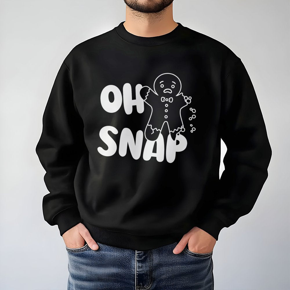 Humorous Broken Gingerbread Man Crewneck, Oh Snap Gingerbread Sweatshirt, Adorable Christmas Gingerbread Pullover, Holiday Co
