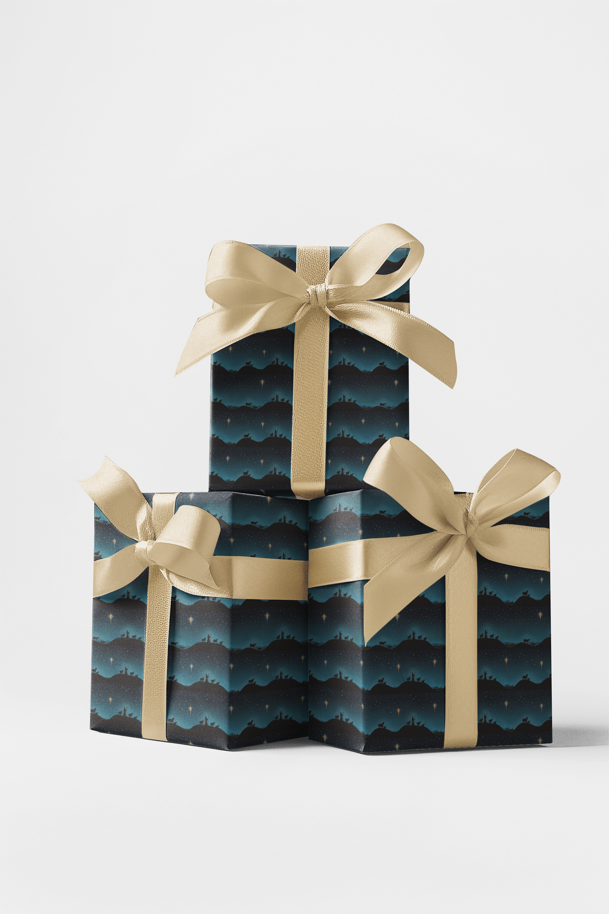Nativity Scene Christmas Wrapping Paper, Shepherds Watch Wrapping Paper, Pastoral Starlit Sky Wrapping Paper, Religious Holid