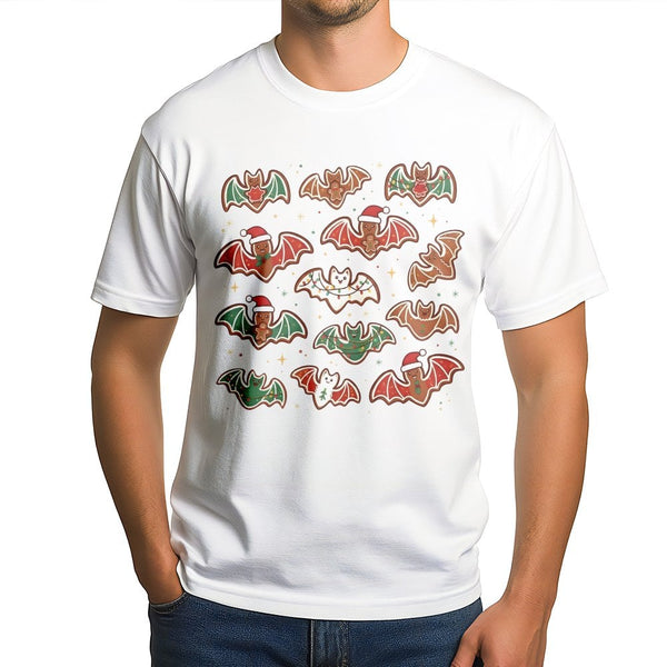 Adorable Spooky Creepmas Graphic Tee, Gingerbread Bat T-Shirt, Gothic Christmas Cookie T-Shirt, Alternative Pastel Goth Xmas 