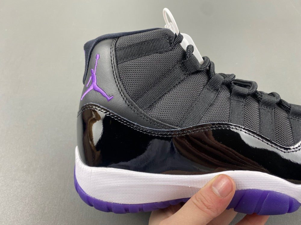 Retro High Top Sneakers, Black Purple Colorway, Leather Footwear, Lace Up Design, Casual Gift for Sneaker Fans