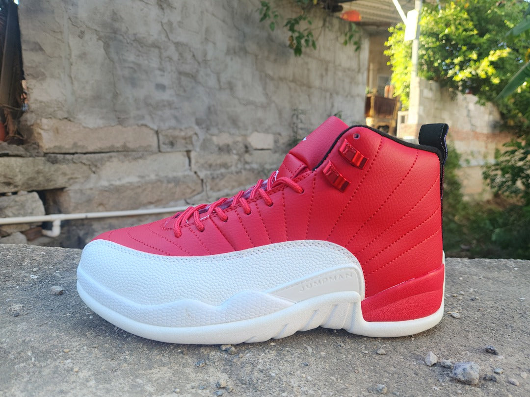 High Top Sneakers, White Red Colorway, Lace Up Design, Casual Gift for Sneaker Fans