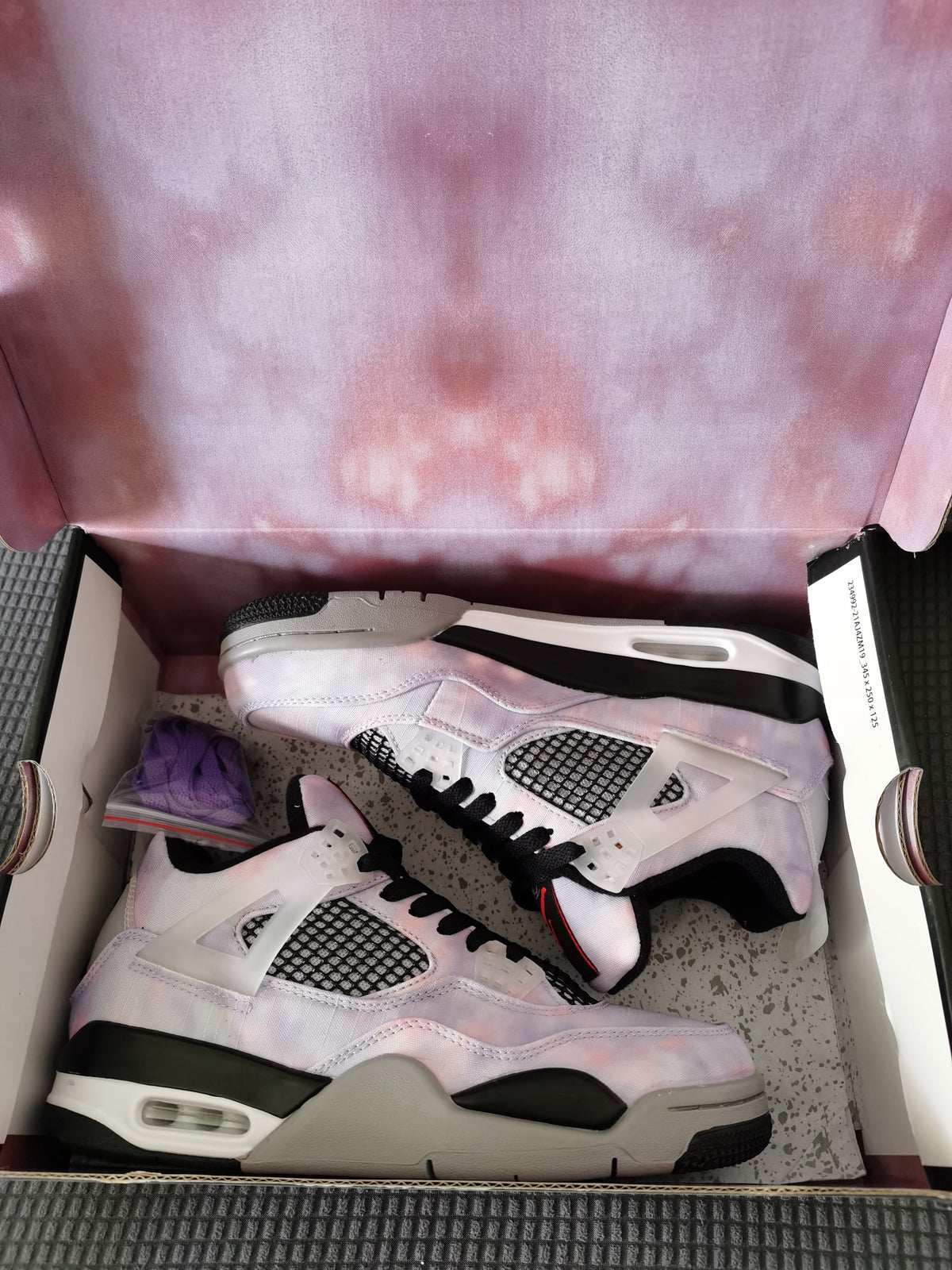Basketball Shoes, White Black Colorway, Tie Dye Pattern, Lace Up Design, Casual Gift for Shoe Lovers