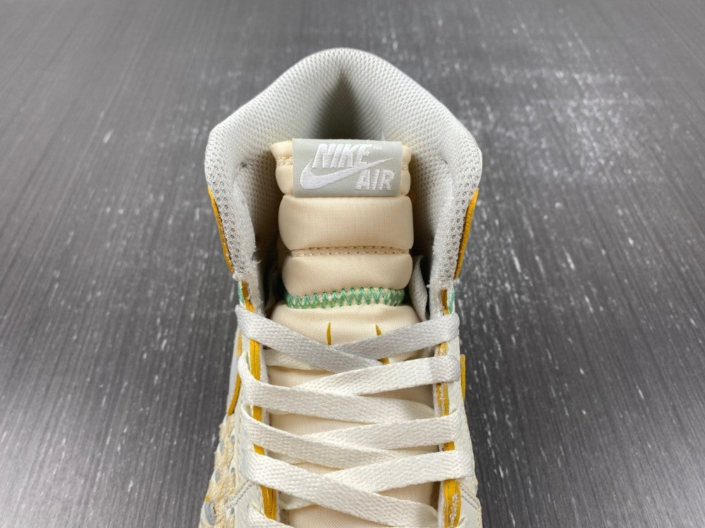 High Top Sneakers, Off White Yellow Colorway, Leather Footwear, Lace Up Design, Casual Gift for Sneaker Fans