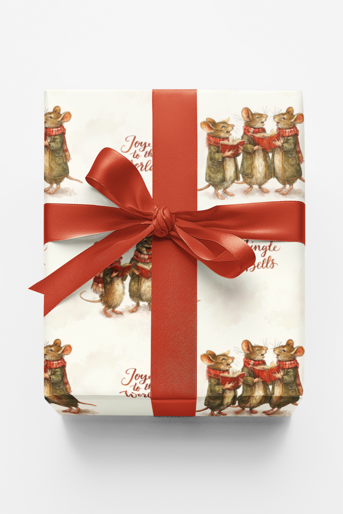 Whimsical Holiday Gift Wrap Roll, Caroling Mice Christmas Wrapping Paper, Adorable Animal Wrapping Paper, Kids Gift Wrap, Xma