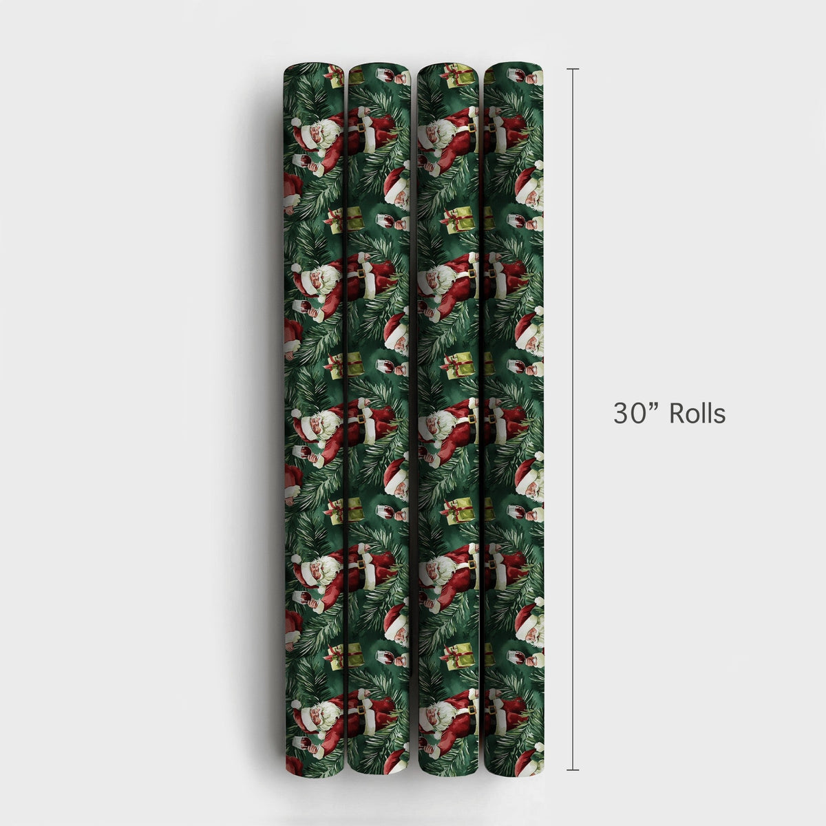 Humorous Wine Lover Gift Wrap, Santa Wine Toast Christmas Wrapping Paper, Holiday Santa Claus Wrapping Paper, Festive Pine Pr