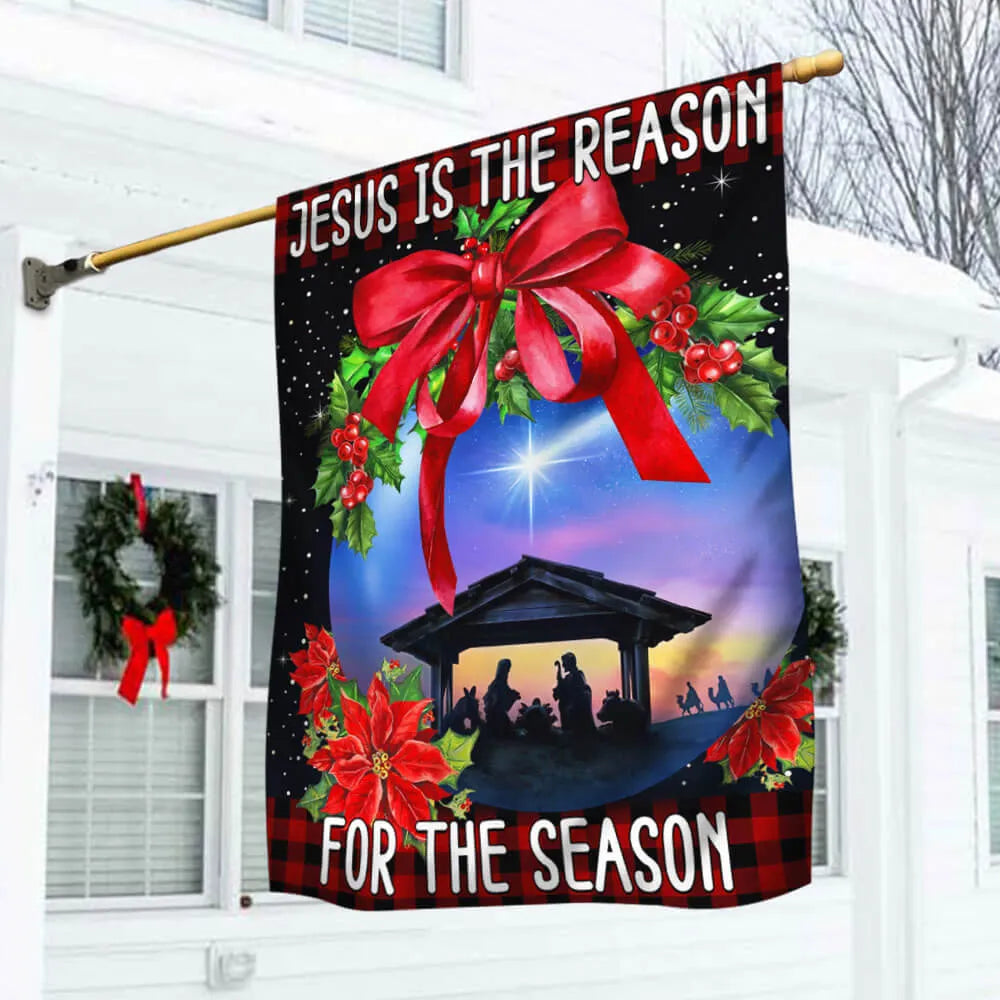 Holy Family Nativity Yard Flag, Jesus Is the Reason for the Season Garden Flag, Christian Christmas Lawn Flag, Religious Holi
