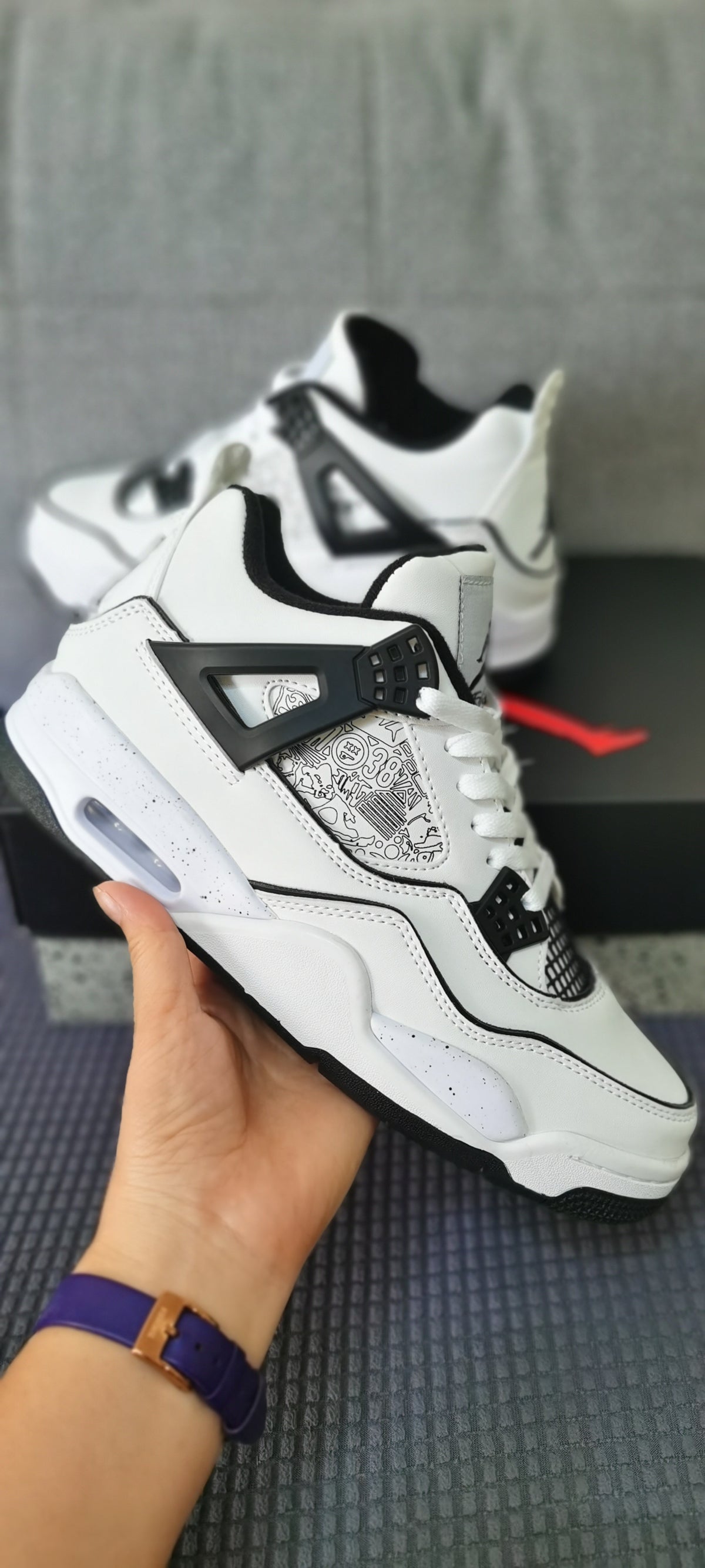 Basketball Shoes, White Black Colorway, Lace Up Design, Casual Gift for Shoe Lovers