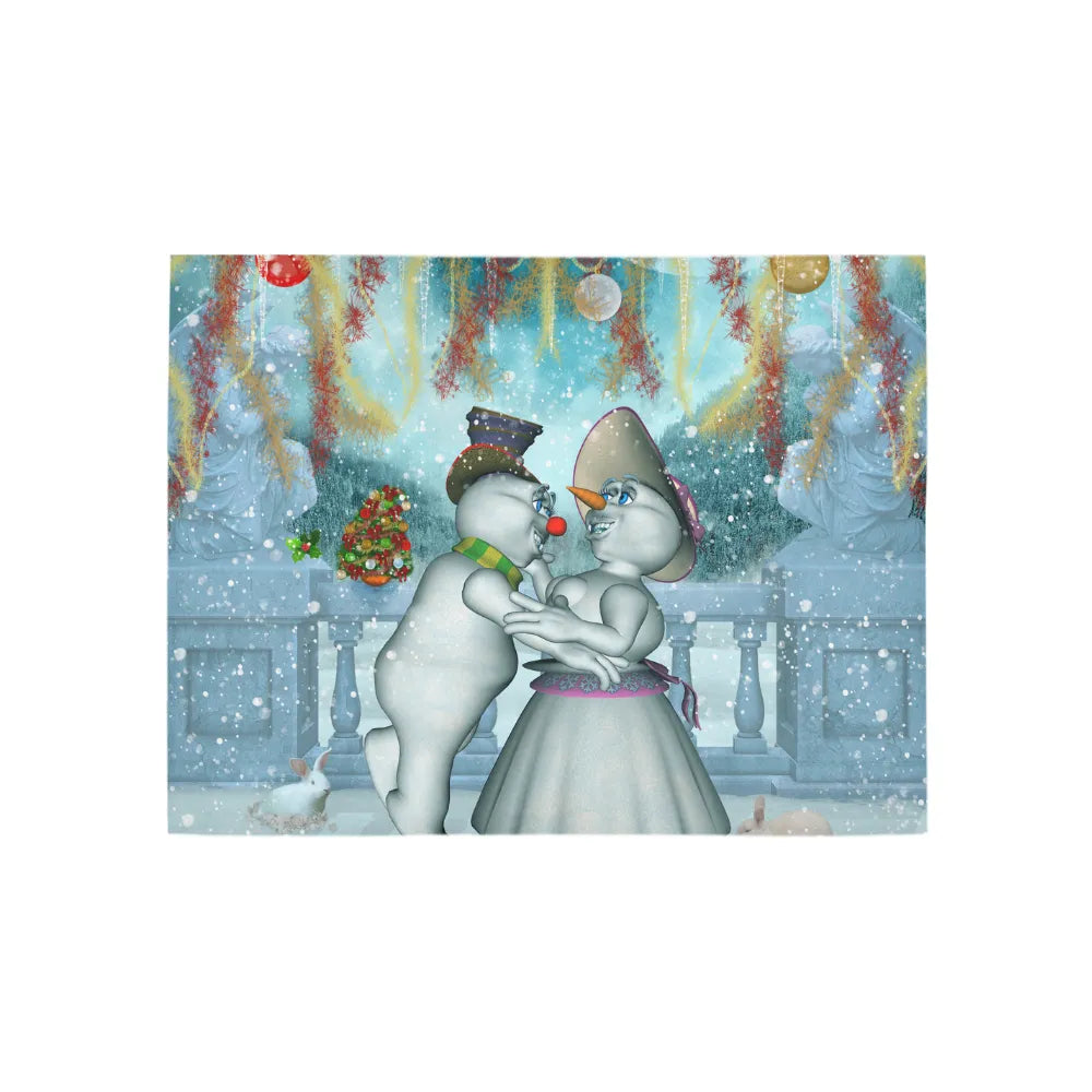 Festive Winter Holiday Hallway Runner Rug, Christmas Dancing Snowman Runner Rug, Adorable Xmas Floor Mat, Seasonal Decor, Chr