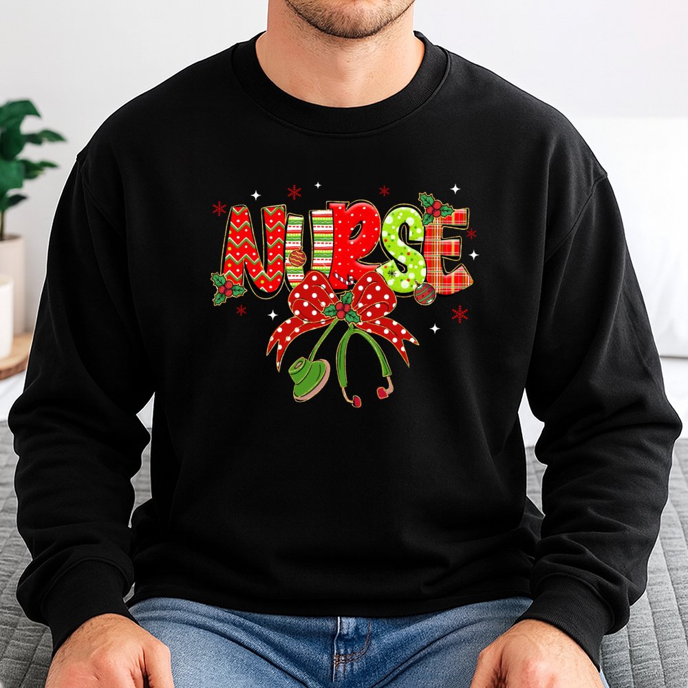 Plaid Stethoscope Holiday Crewneck, Christmas Nurse Sweatshirt, Adorable Xmas Nurse Sweater, Nursing School Graduation Presen