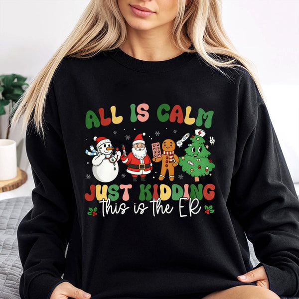 Humorous ER Medical Staff Holiday Crewneck, Emergency Room Nurse Christmas Sweatshirt, Hospital RN Xmas Sweater, Nurse Holida