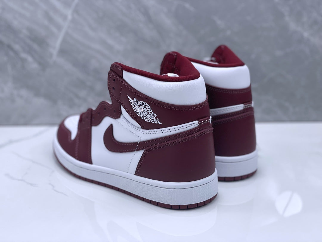 Basketball Shoes, White Burgundy Colorway, Retro, High Top, Lace Up Design, Casual Gift for Shoe Lovers