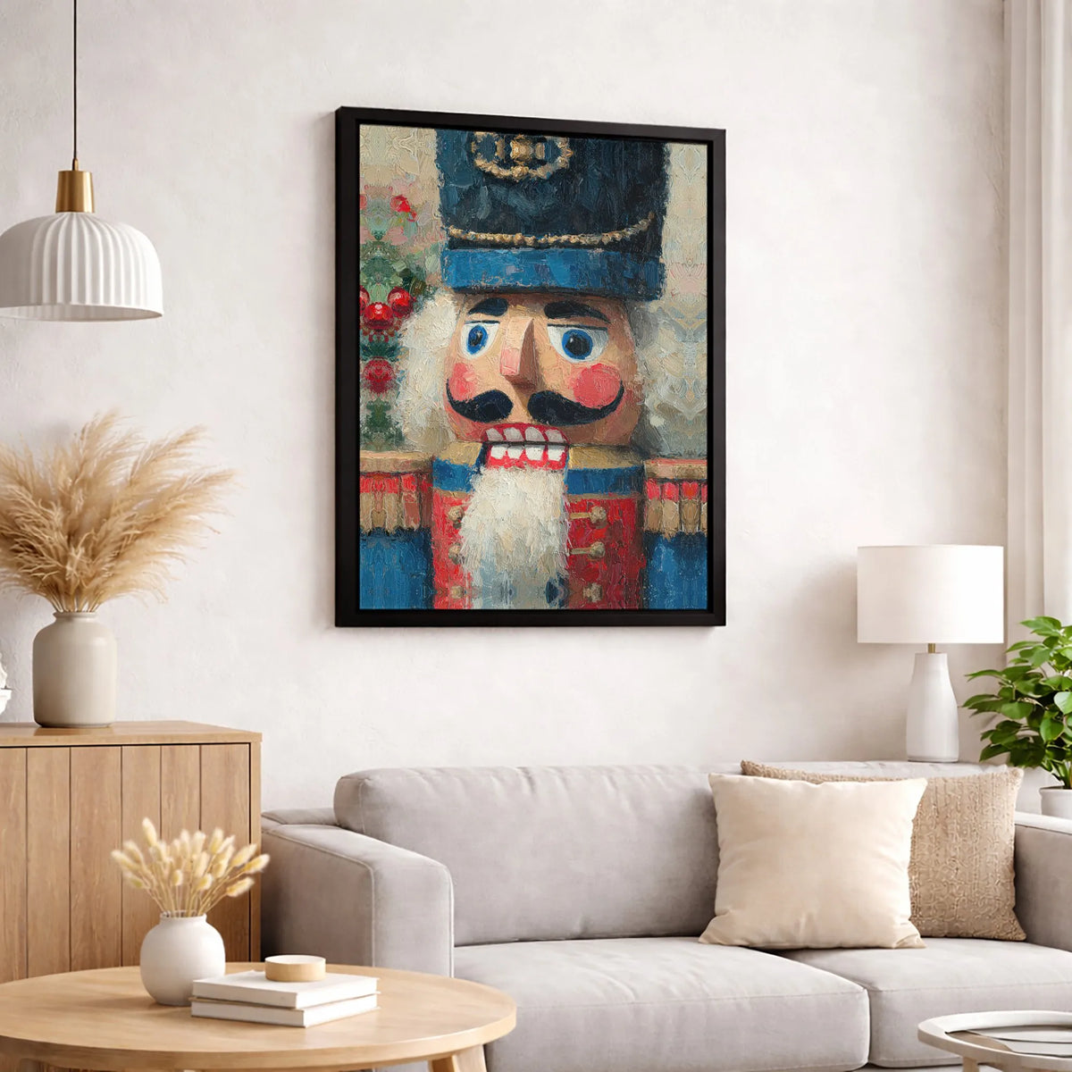 Holiday Nutcracker Canvas Print, Nutcracker Christmas Canvas Wall Art, Oil Painting Texture Wall Art, Winter Festive Canvas D