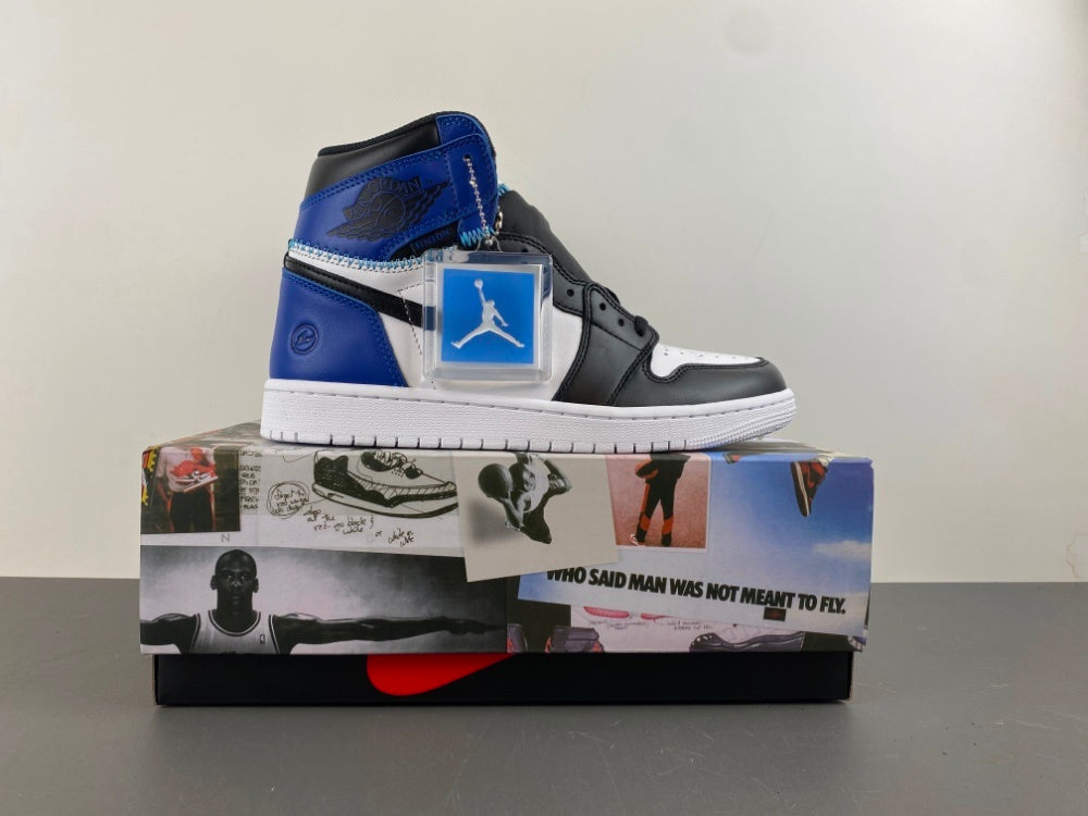 High Top Sneakers, White Black Blue Colorway, Lace Up Design, Casual Gift for Sneaker Fans