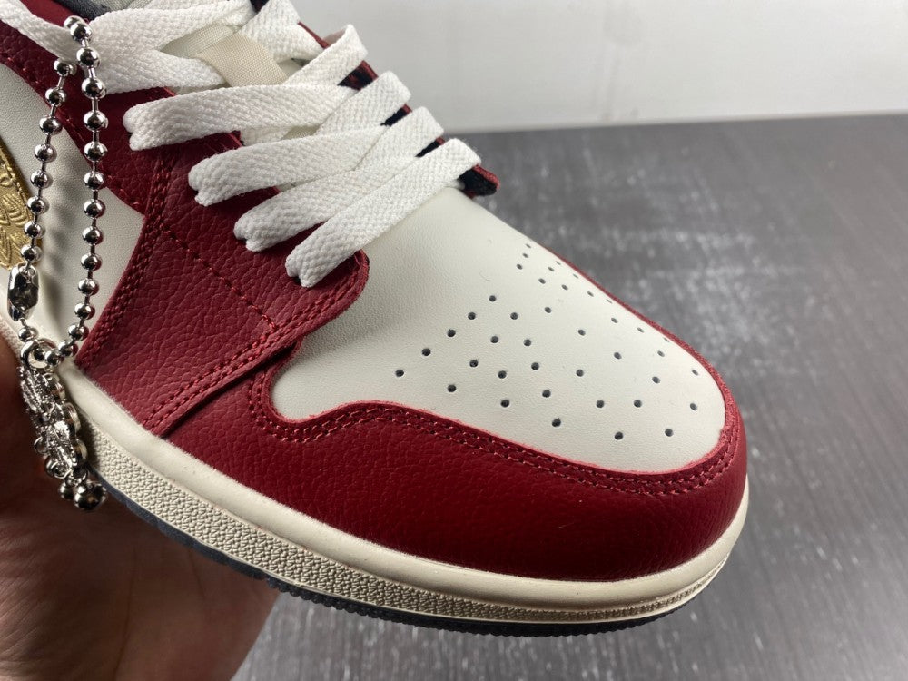 Low Top Sneakers, White Red Gold Colorway, Lace Up Design, Casual Gift for Sneaker Fans