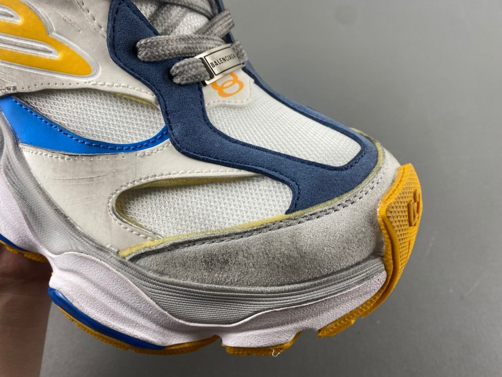 Low Top Sneakers, Blue Yellow Gray Colorway, Lace Up Design, Casual Gift for Sneaker Fans