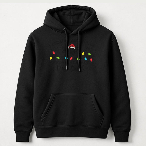 Santa Hat Christmas Sweatshirt, Christmas Lights Hoodie, Holiday Lights Pullover Hoodie, Festive Xmas Sweater, Winter Holiday