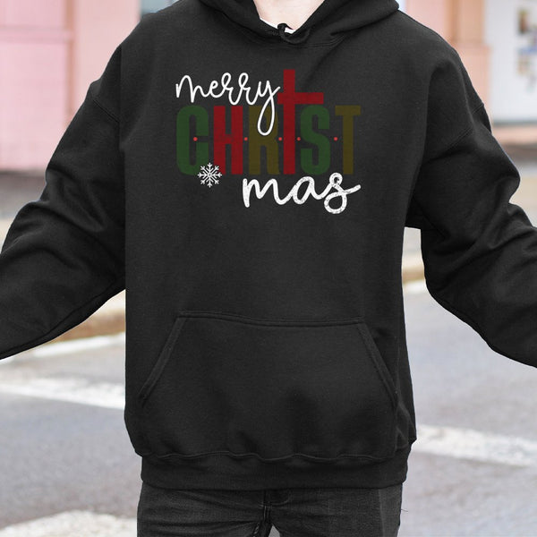 Religious Christian Cross Hoodie, Merry Christmas Jesus Hoodie, Faith Based Holiday Graphic Sweatshirt, Retro Jesus Xmas Pull
