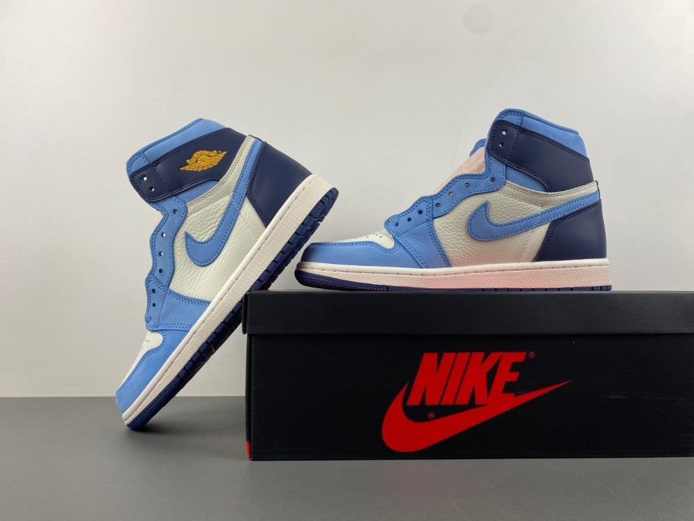 High Top Sneakers, White Blue Colorway, Lace Up Design, Casual Gift for Sneaker Fans