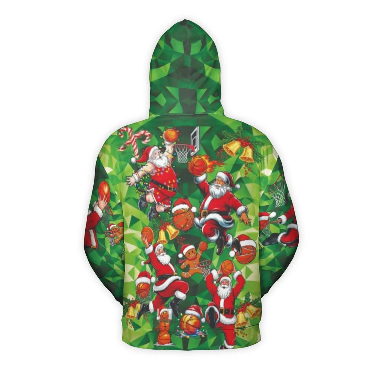 Humorous Christmas Basketball Hoodie, Santa Claus Basketball Hoodie, Holiday Sports Pullover Hoodie, Graphic Xmas Sweatshirt 