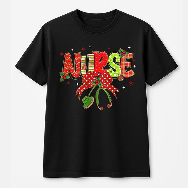 Festive Healthcare Medical Tee, Plaid Stethoscope Christmas Nurse T-Shirt, Adorable RN Nursing Student T-Shirt, Holiday Hospi
