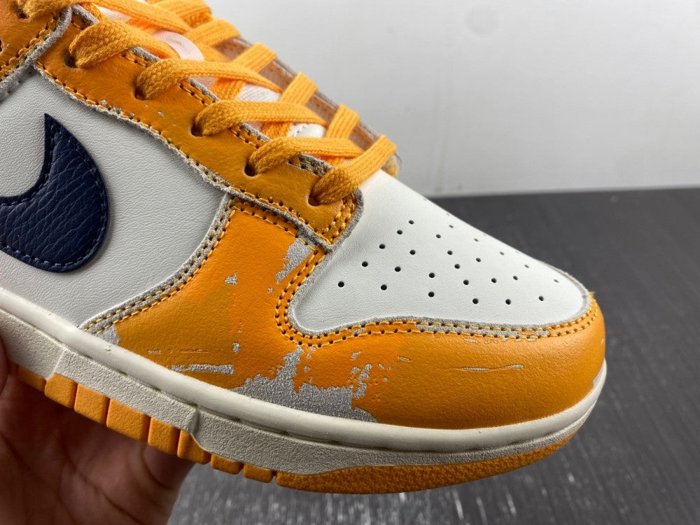 Distressed Low Top Sneakers, Blue White Yellow Colorway, Lace Up Design, Distressed Finish, Casual Gift for Sneaker Fans