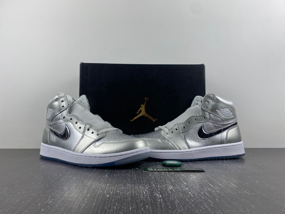 High Top Golf Shoes, White Silver Colorway, Lace Up Design, Casual Gift for Shoe Lovers